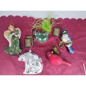 5 Robert Stanley Collection Mercury Hand‎ Blown Glass Christmas Ornaments NWT